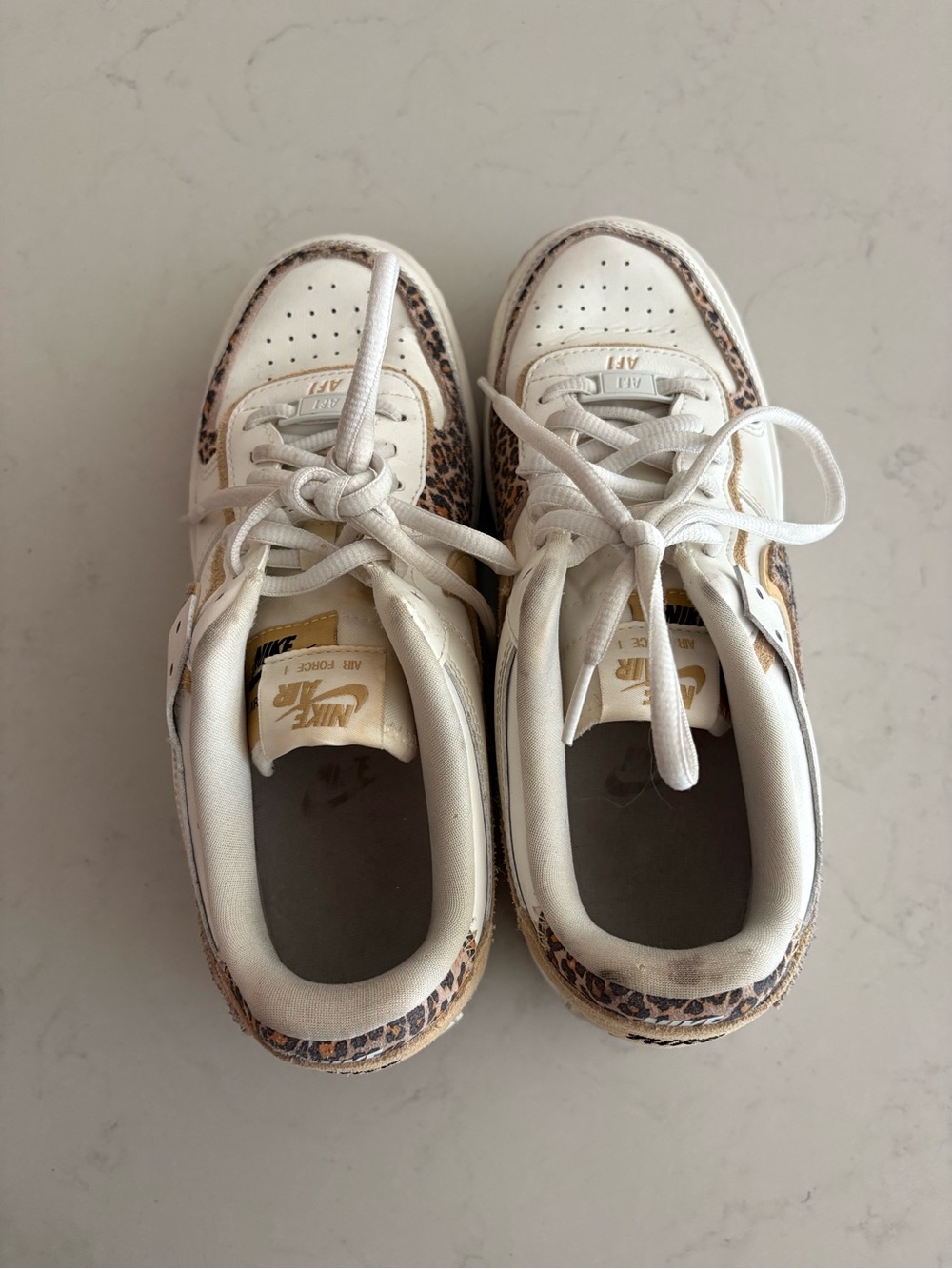 Nike Air Force 1 Low — White with Tan & Leopard Print - Picture 2 of 4